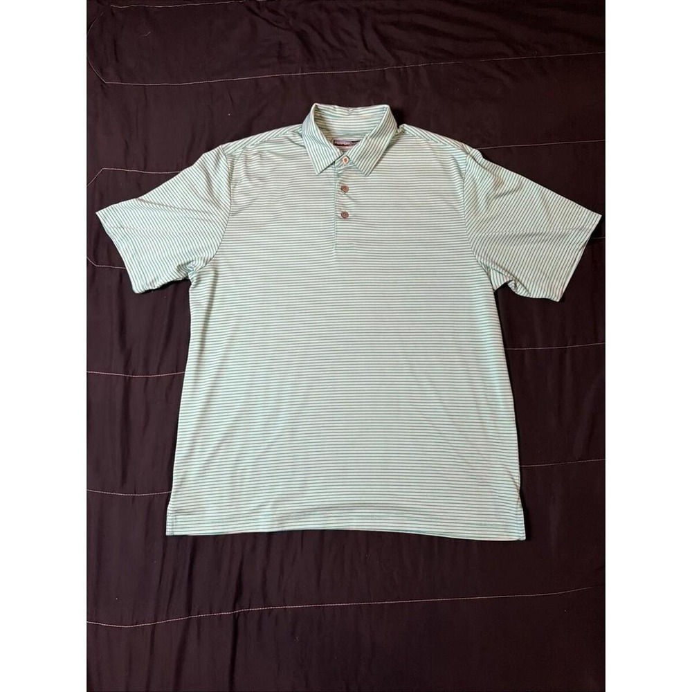 Polyester performance polo shirt, striped golf polo, size M